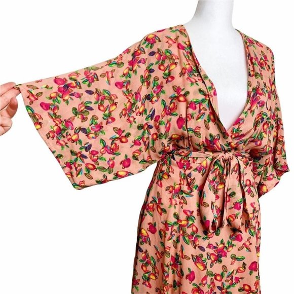 FARM Rio Dresses & Skirts - FARM Rio RARE Pink Wrap Tie Dress Mango Tropical